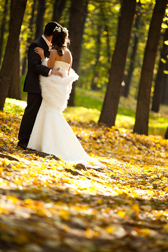 Прогулка на свадьбе осенью в Нескучном саду